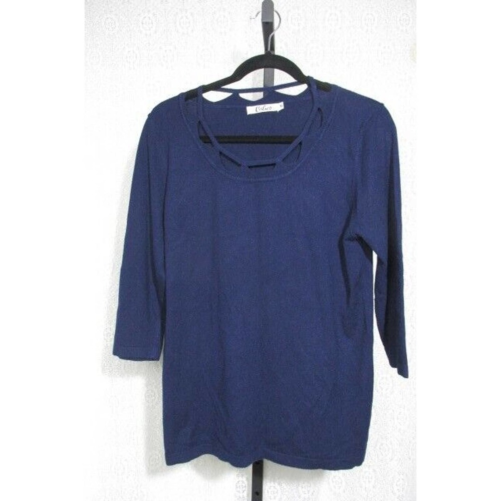 Calico Blue Cut-Out Round Neckline Sweater, Size XL